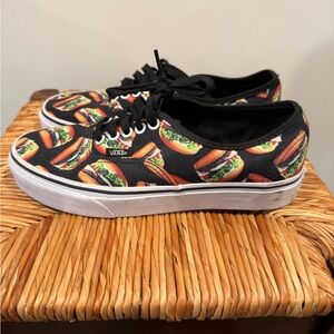Vans Black Sneakers with Colorful Burger Design women’s 8.5/mens 7.0